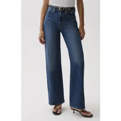 Pistola Kyra High Waist Petite Wide Leg Jeans in Inkwell at Nordstrom, Size 23 | Nordstrom