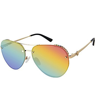 Kurt Geiger London Women's KGL1002B Shoreditch 60mm Aviator Mirrored Lens Rimless Sunglasses - Gold Black | Dillard's