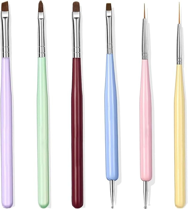Nail Art Brushes, Nail Design Painting Brush Set with Nail Polish Brush, Nail Liner Brush, Nail E... | Amazon (US)