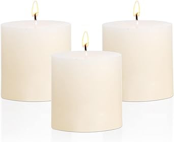 3" x 3" Pillar Candles Set of 3 Ivory Unscented Handpoured Weddings, Home Decoration, Restaurants... | Amazon (US)