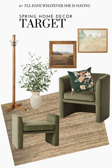 Target home - spring home decor
Green velvet chair, green velvet ottoman, faux plant, faux olive, coat rack, entryway decor, living room decor, modern organic decor, organic modern home decor 


#LTKFindsUnder50 #LTKSeasonal #LTKHome
