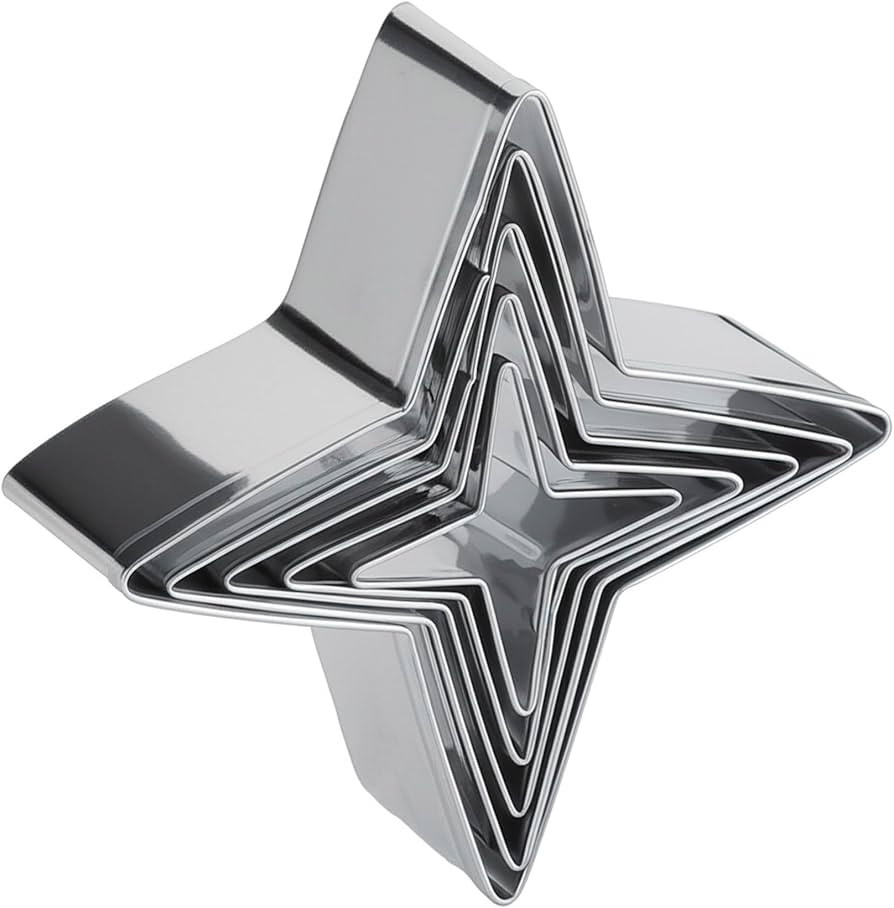 Star Shape Cookie Cutter Set-5 pcs Stainless Steel Four-pointed Star Biscuit Molds Cake Cookie Cu... | Amazon (US)