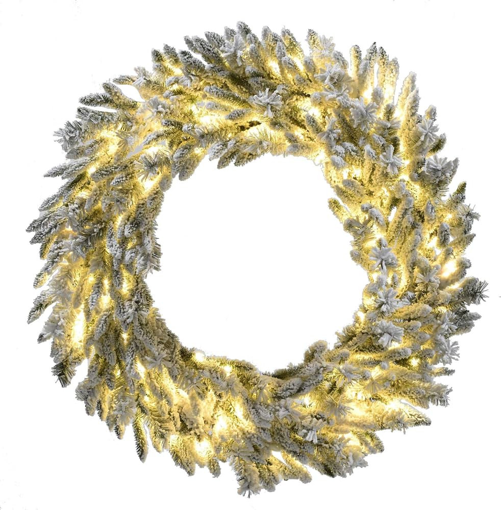 Christmas Time 36" Silverado Pine Flocked Wreath Christmas Décor with Attached Pinecones and War... | Amazon (US)