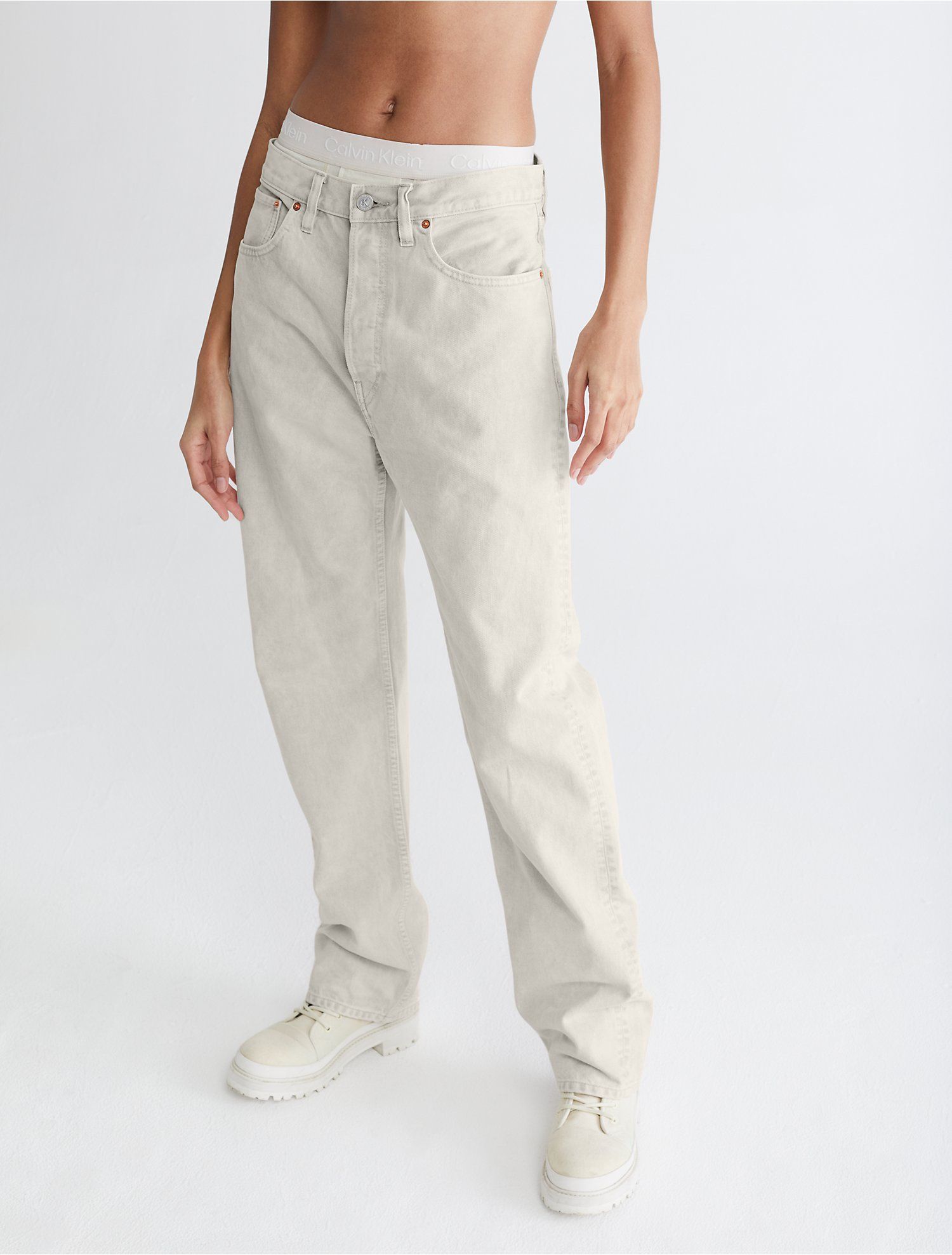 Standards Unbleached Marble Dye Straight Leg Jeans | Calvin Klein | Calvin Klein (US)