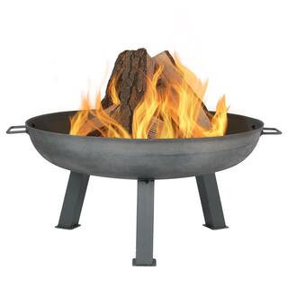 30 in. x 15 in. Round Cast Iron Wood Burning Fire Pit Bowl in Steel | The Home Depot