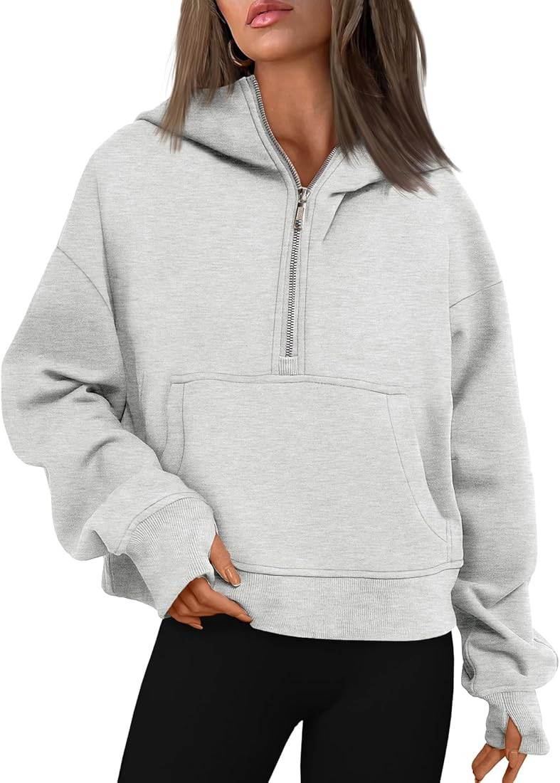 Trendy Queen Womens Hoodies Quarter Zip Pullover Oversized Sweatshirts Half Zip Pullover With Poc... | Amazon (CA)