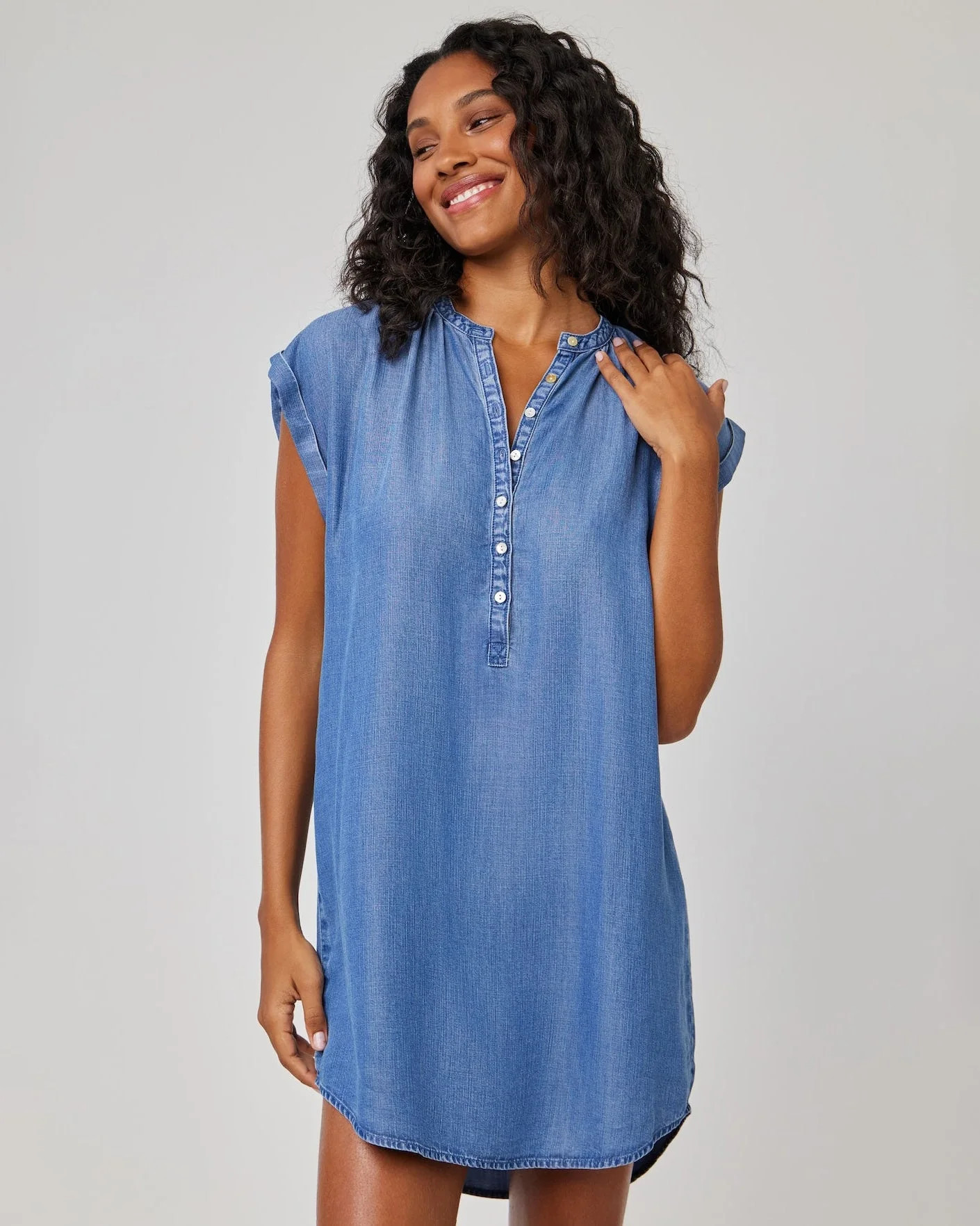 Cap Sleeve Henley Dress in Moonlit Haze Wash - Bella Dahl | Bella Dahl