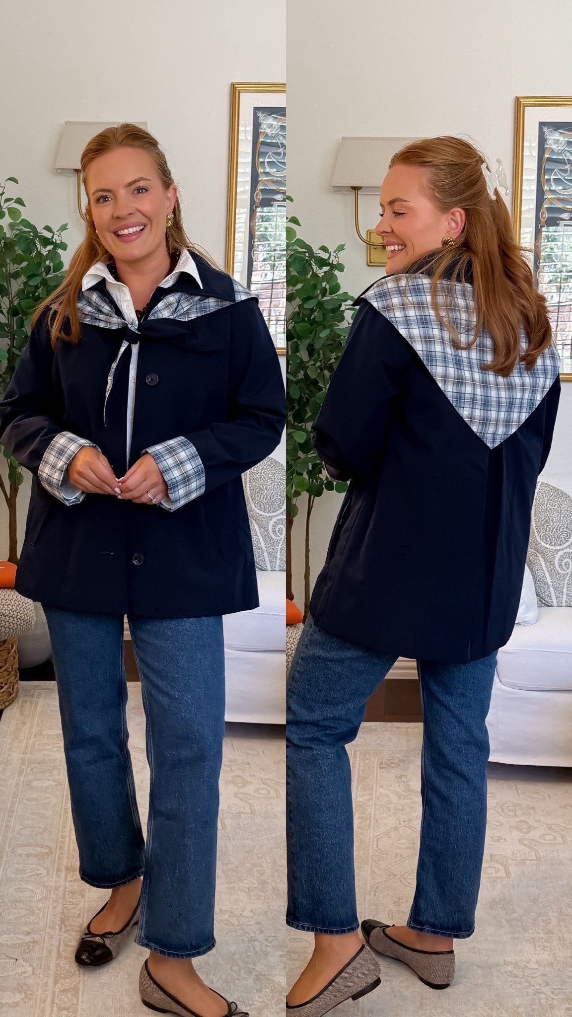 Sizing: Small

THIS is how I want to dress all fall 🍂

Jeans + flats + a button-down are cute on their own, but adding this trench makes the entire outfit feel instantly more polished. I love the plaid details peeking out at the collar and cuffs!

✨ Even better: the trench AND jeans are on sale right now!

#FallJacket #TrenchCoat #FallStyle #MomStyle #FallOutfitIdeas