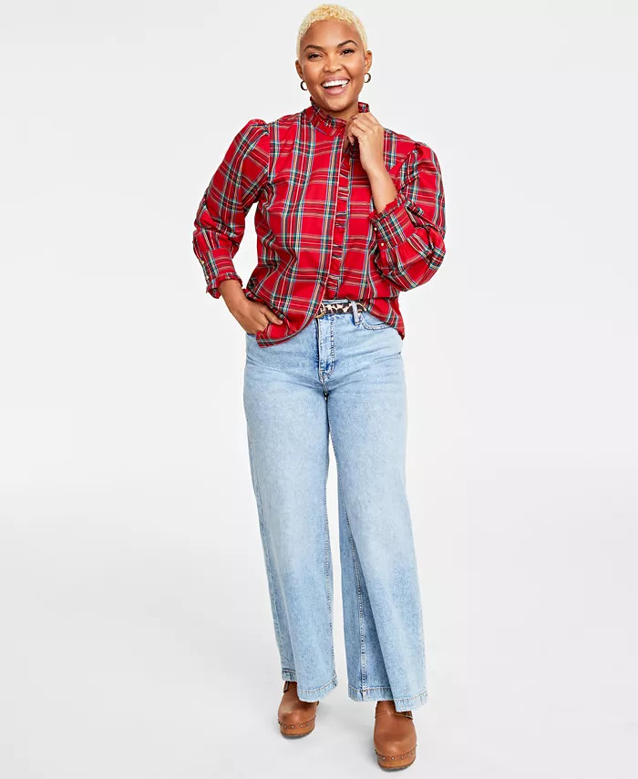 On 34th Women's Ruffle-Collar Shirt, Created for Macy's - Macy's | Macy's
