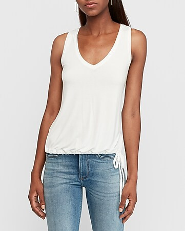 Cinched Hem V-neck Easy Tank | Express