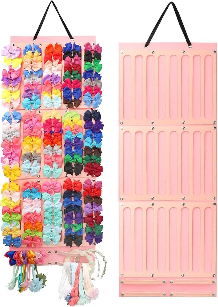 Vimiv Hair Bows Holder w/Extra Large Capacity, Hair Clips Storage Hanger w/ 27 Ribbons, Head Bows... | Amazon (US)