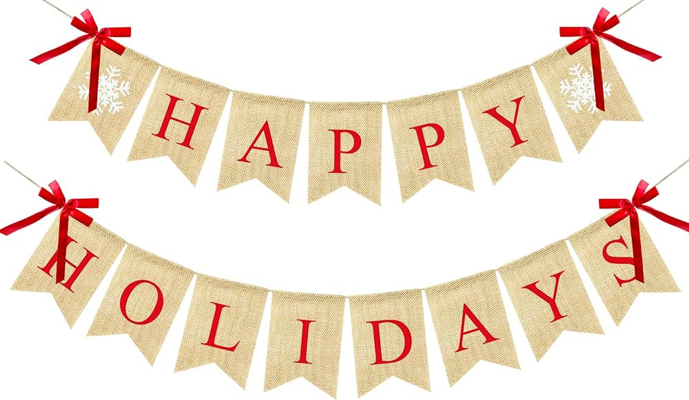 Amazon.com: VILIFEVER Happy Holidays Banner Burlap, Christmas Decorations for Home Office, Christ... | Amazon (US)