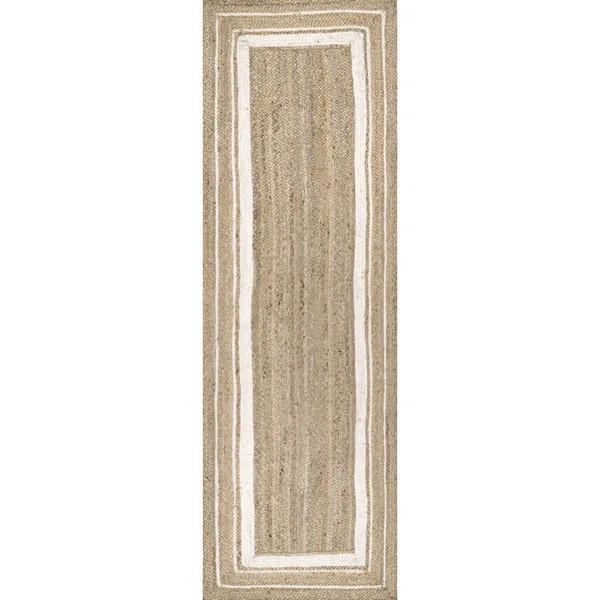 Ankita Bordered Jute Area Rug for Dining Room Living Room Kitchen, Off White/Natural | Wayfair North America