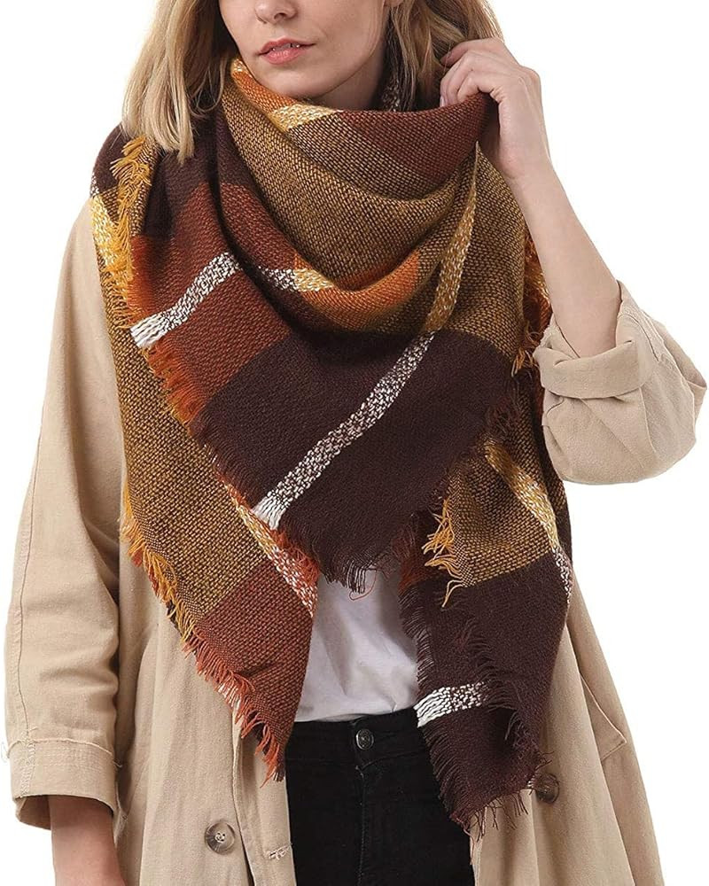 Women's Plaid Blanket Winter Scarf, Warm Cozy Tartan Wrap Oversized Shawl Winter Scarves for Wome... | Amazon (US)