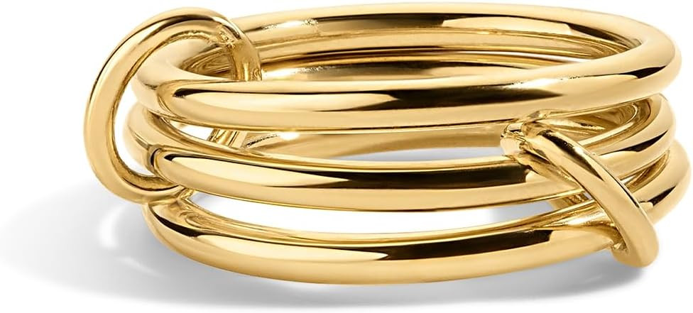 Electric Picks Sabrina Gold Stackable Ring–14k Gold Plated Yellow Stainless Steel Featuring 3 I... | Amazon (US)