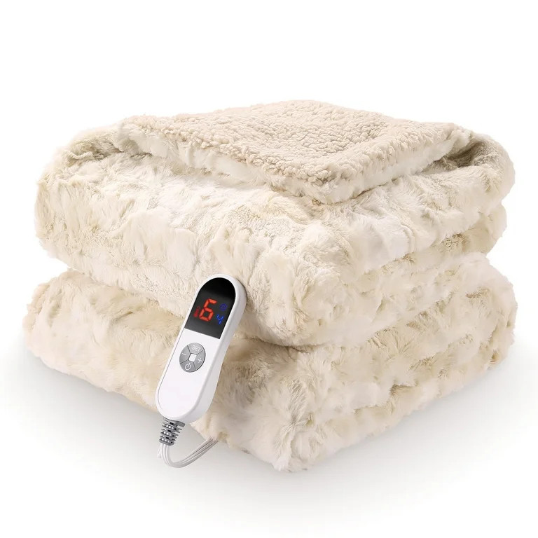 MARNUR Electric Throw Blanket 50" x 60", Soft Faux Fur Heated Throw Blanket with Large LED Displa... | Walmart (US)