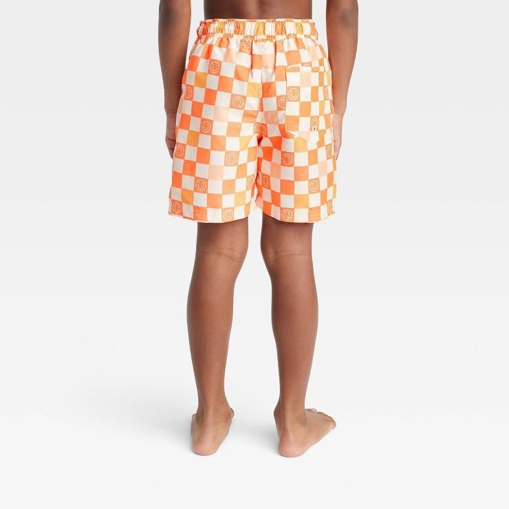 Boys' Checkered Smile Swim Trunks - Cat & Jack™ Orange | Target