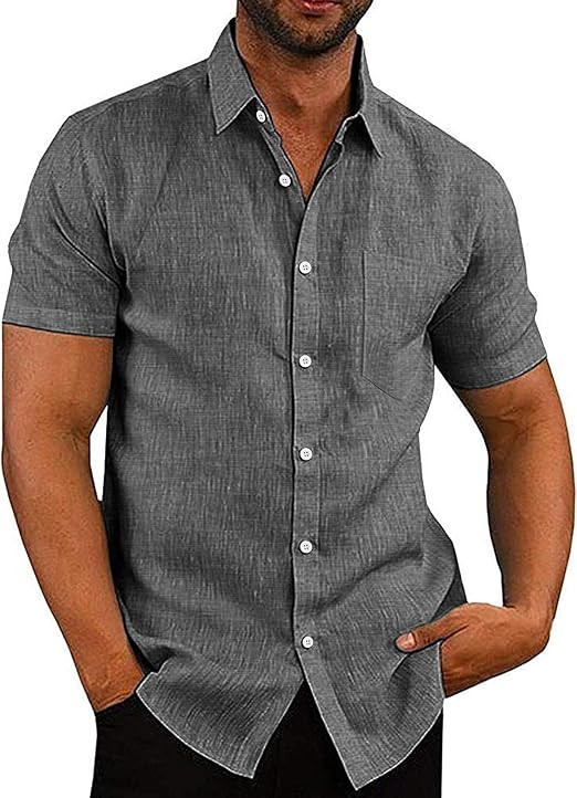 COOFANDY Men's Casual Button Down Shirts Short Sleeve Linen Shirts Summer Beach Dress Shirt | Amazon (US)