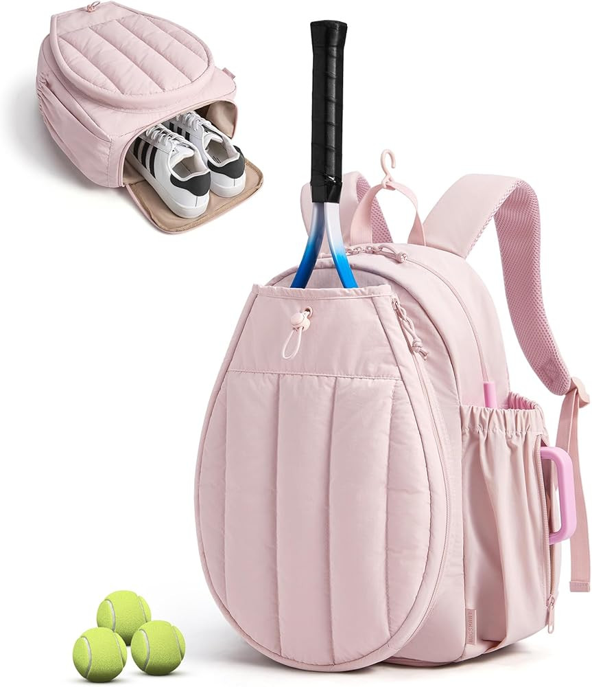 BAGSMART Tennis Gym Bag for Women, Tennis Backpack Holds 2 Rackets with Shoe Compartment, 15.6" L... | Amazon (US)