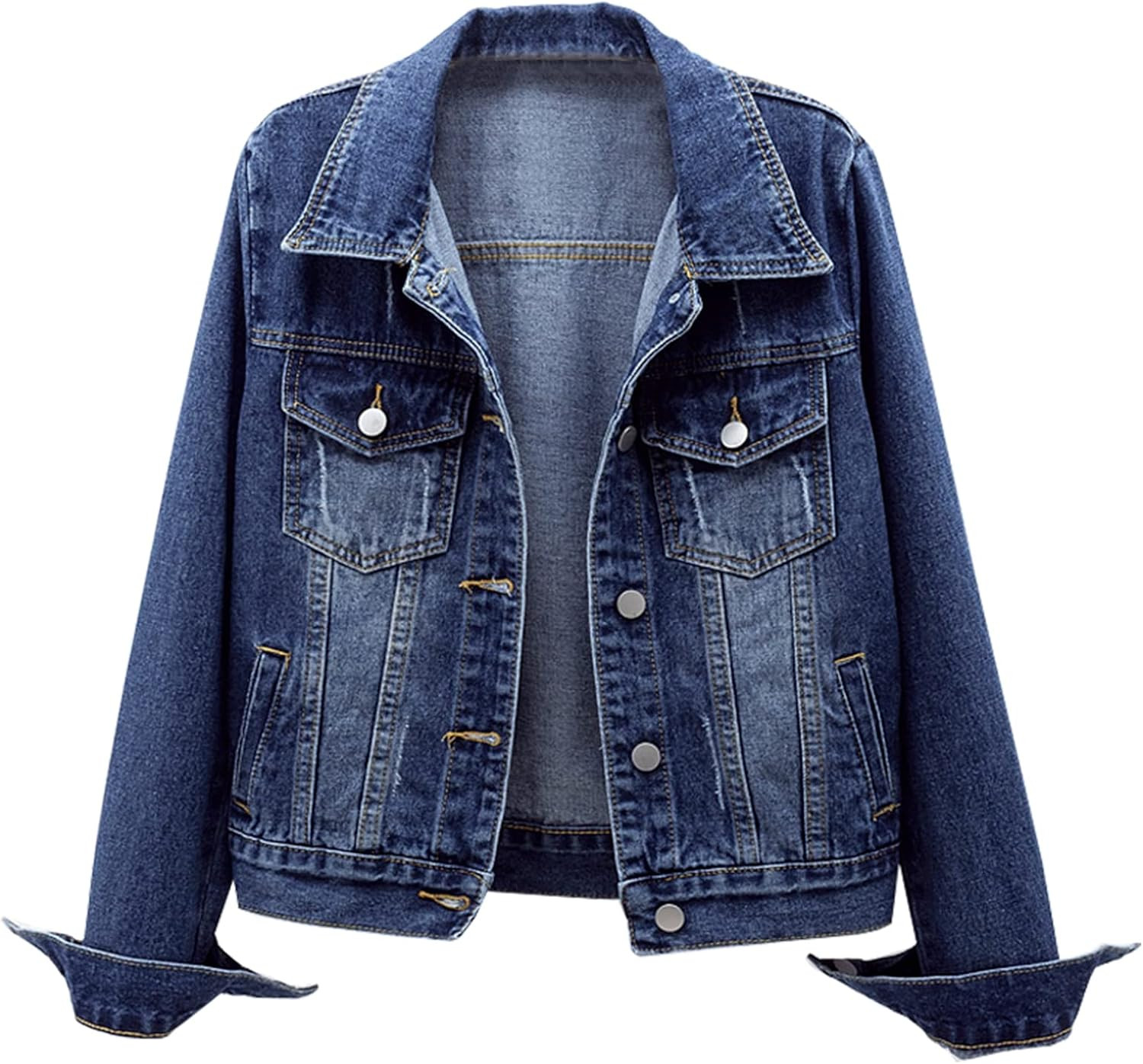 Womens Oversized Denim Distressed Ripped Jean Jacket | Amazon (US)