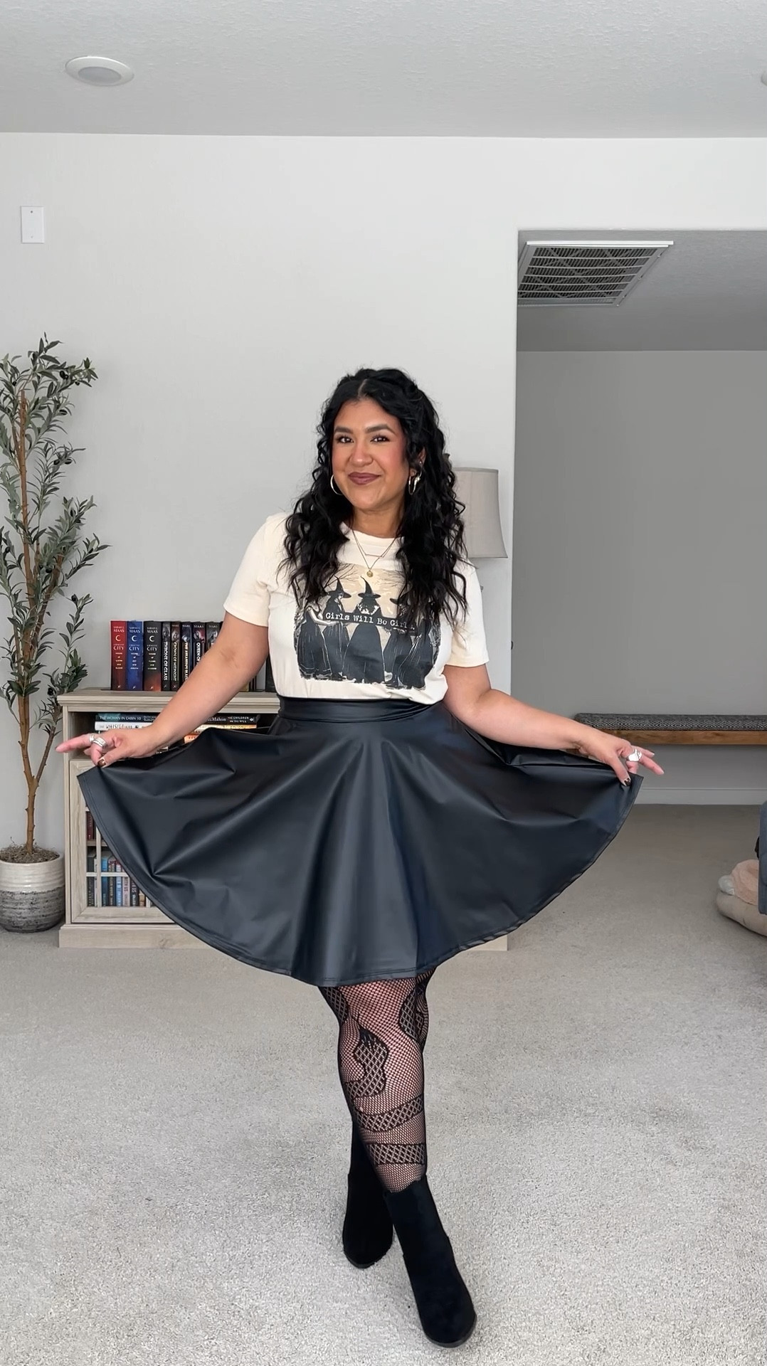 Amazon Halloween outfit. I’m 5’1”, size 12. // TEE: size large, this does run a little small and fits more like a medium, but I like the more fitted look for this particular outfit // SKIRT: sized up to an XL, this also runs a little small // TIGHTS: one size, these are very stretchy, easy to put on, and have a fun snake print. very thick thigh/leg friendly! // BOOTS: true to size 

#LTKMidsize #LTKPetite #LTKHalloween