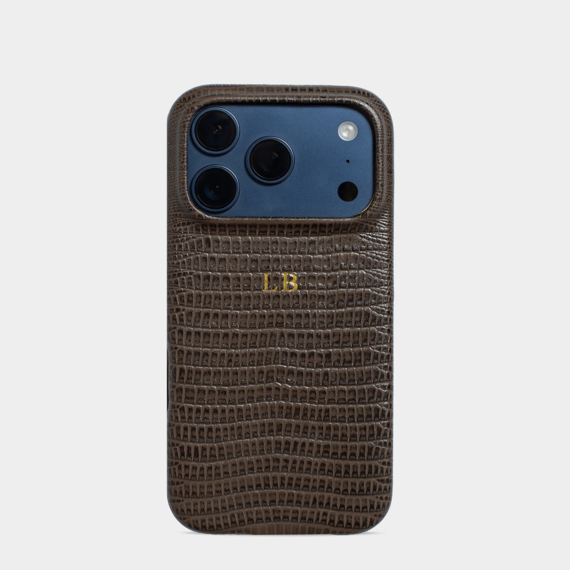Dark Brown MagSafe Lizard Leather Personalized Case | INSERIF (US)