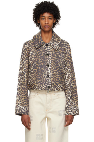 GANNI - Brown Leopard Jacket | SSENSE