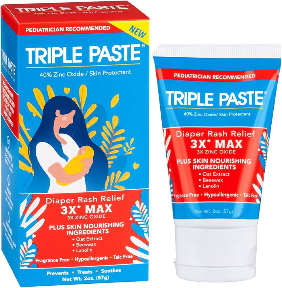 Triple Paste 3X Max Diaper Rash Ointment, Maximum Strength Zinc Oxide Ointment for Severe Diaper ... | Amazon (US)