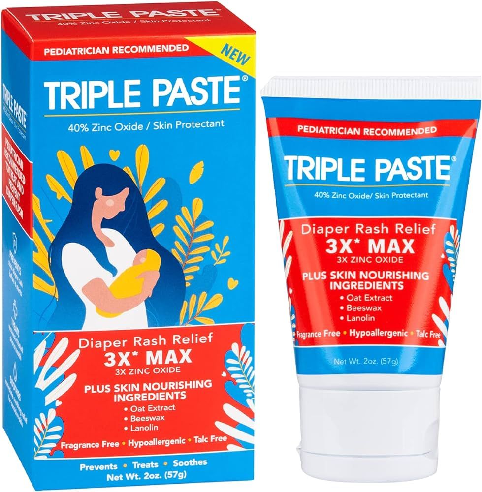 Triple Paste 3X Max Diaper Rash Ointment, Maximum Strength Zinc Oxide Ointment for Severe Diaper ... | Amazon (US)