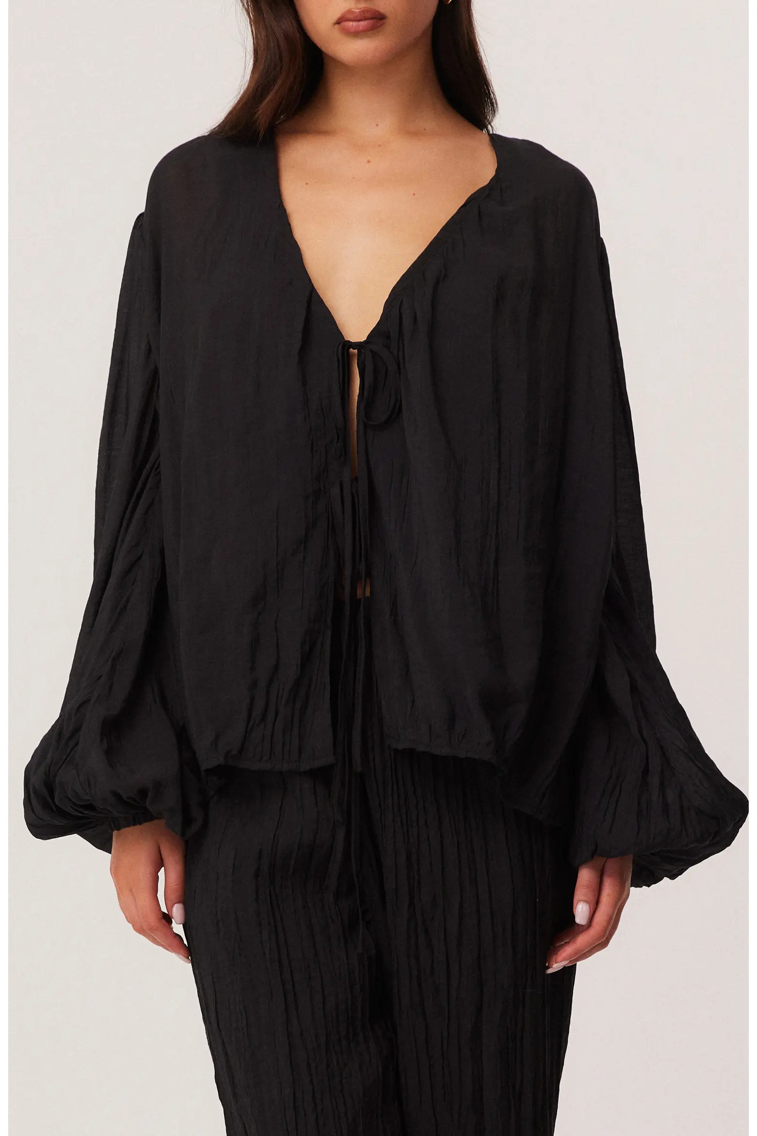 Brandi Oversize Crinkle Tie Front Top (Women) | Nordstrom | Nordstrom