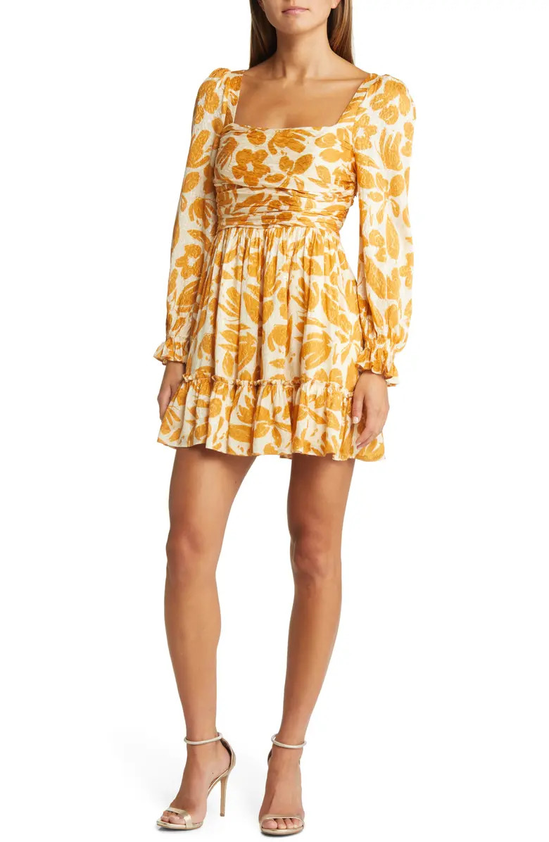 Fritz Floral Print Long Sleeve Babydoll Minidress | Nordstrom