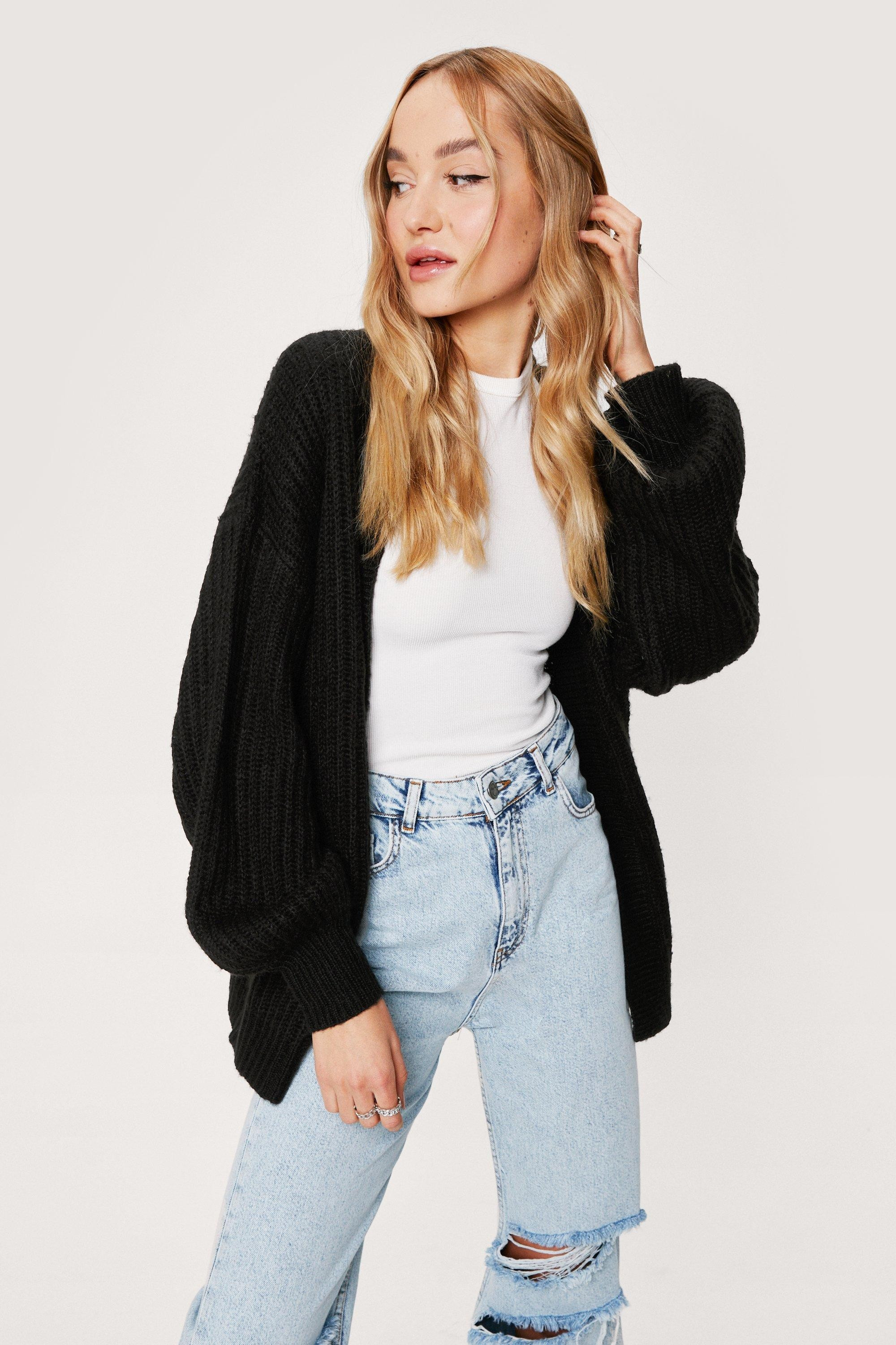 Slouchy Knit Open Front Cardigan | Nasty Gal (US)