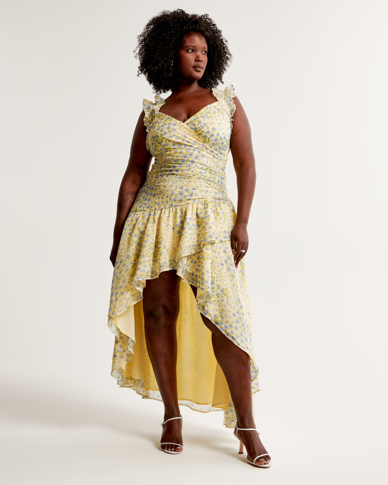 Women's Ruffle Strap High-Low Maxi Dress | Women's Clearance | Abercrombie.com | Abercrombie & Fitch (US)