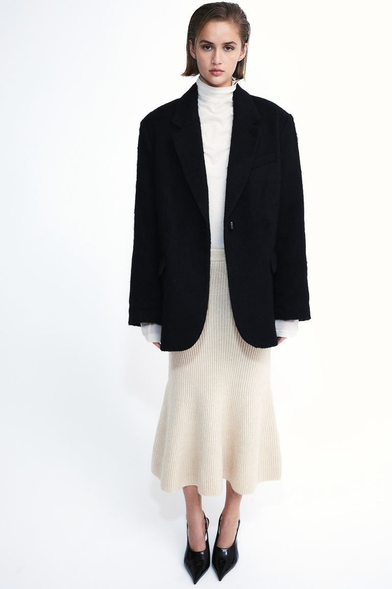 Oversized wool-blend blazer - Black - Ladies | H&M GB | H&M (UK, MY, IN, SG, PH, TW, HK)