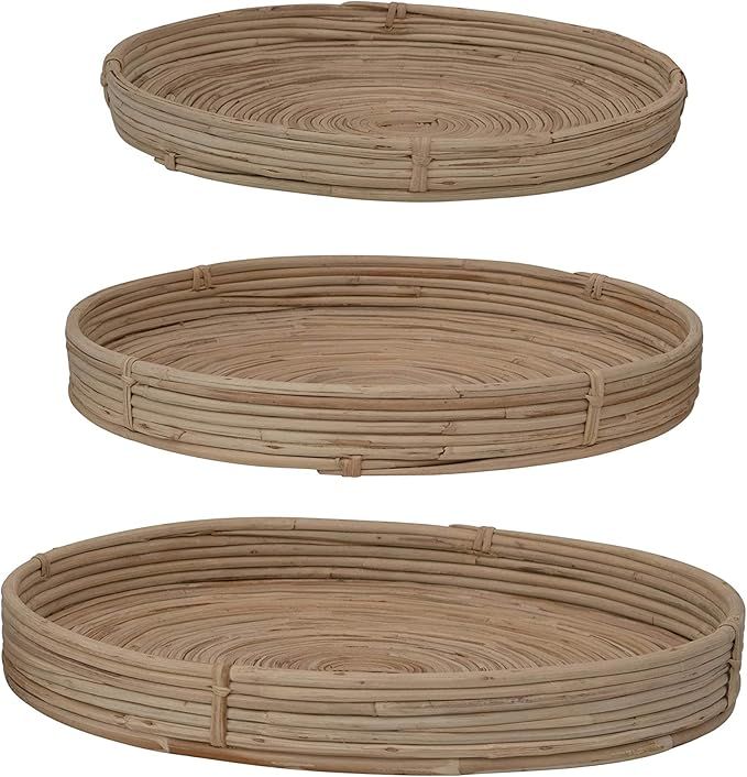 Bloomingville Natural Hand-Woven Cane, Set of 3 Tray | Amazon (US)