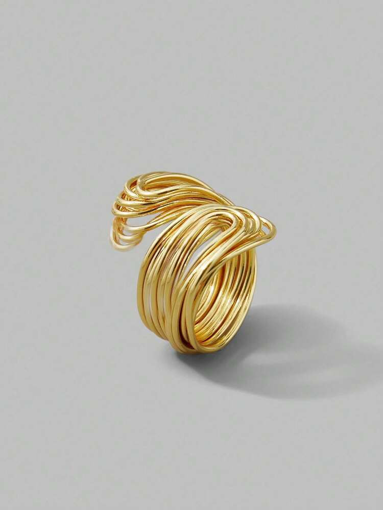 Ontre 18k Gold-Plated Wrapped Wire Minimalist Ring | SHEIN