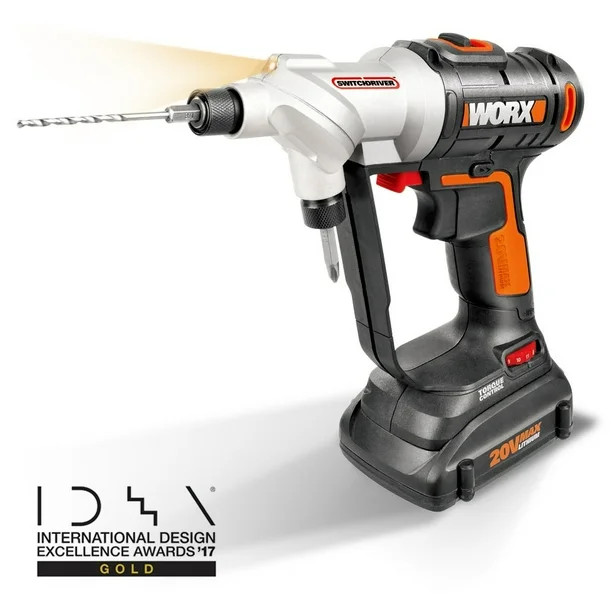 WORX 20-Volt Max* Power Share, Switchdriver Drill-Driver, 1/4-Inch Hex Quick-Change Chuck, (2) 1,... | Walmart (US)