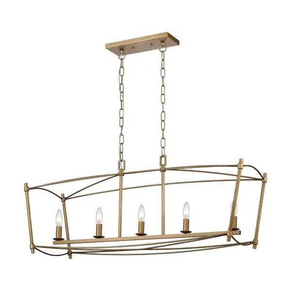 Trapan 39 " Wide 5-Light Linear Chandelier - Aged Gold, D4462 - Overstock - 33349043 | Bed Bath & Beyond