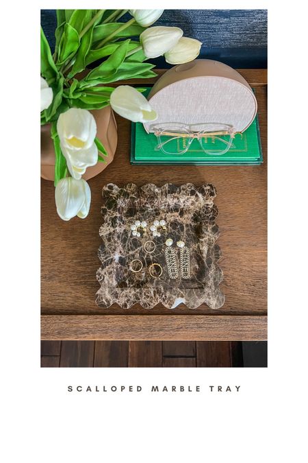 Scalloped marble tray from Amazon. Nightstand styling.

#LTKFindsUnder50 #LTKStyleTip #LTKHome