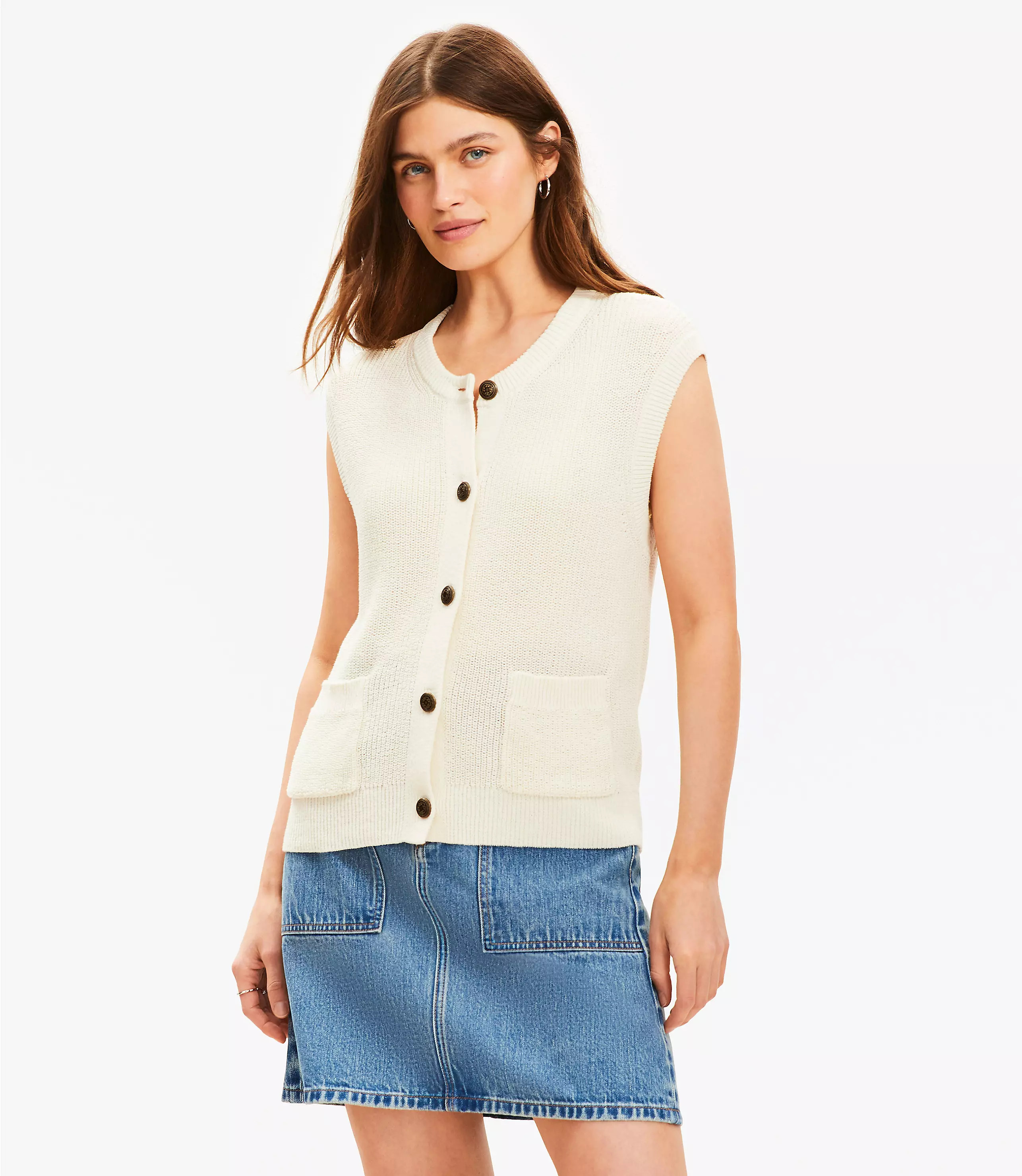Ribbed Pocket Sweater Vest | LOFT