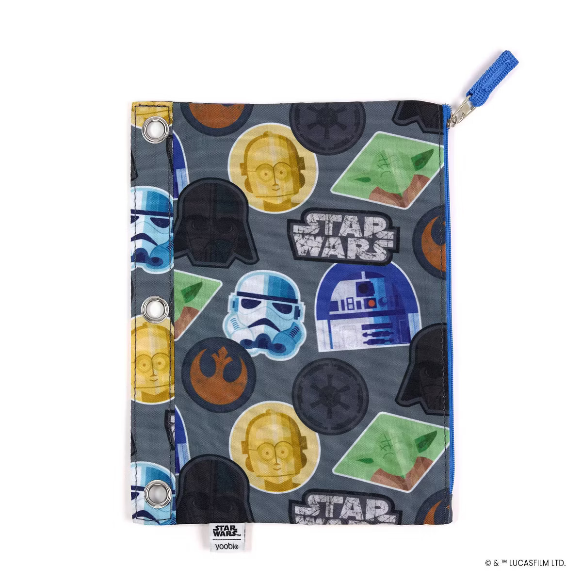 Yoobi Star Wars Single Zip Binder Case Gray Star Wars Graphic Patches | Target