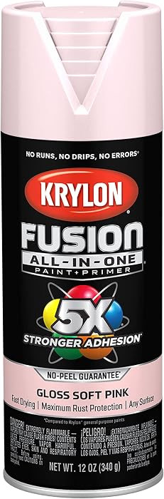 Krylon Fusion All-In-One Adhesive Spray Paint for Indoor/Outdoor Use, 12 oz, Pink Blush | Amazon (US)