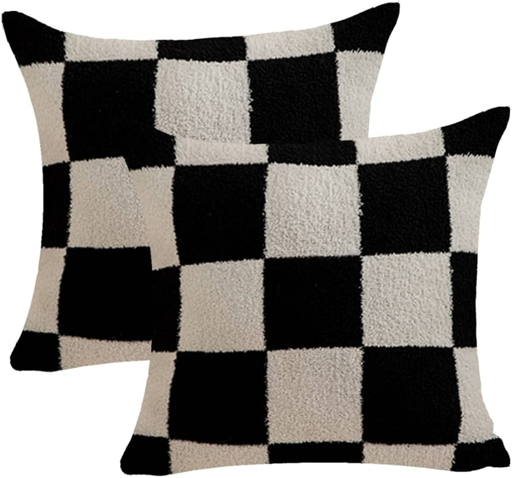 NIDITW Set of 2 Ultra Soft Checkerboard Throw Pillow Cover Microfiber Chessboard Gingham Cushion ... | Amazon (US)