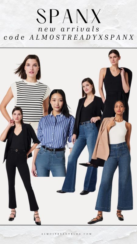 Spanx new arrivals code ALMOSTREADYXSPANX, wide leg jeans, striped shirt, sweater best for women 

#LTKfindsunder100 #LTKfindsunder50