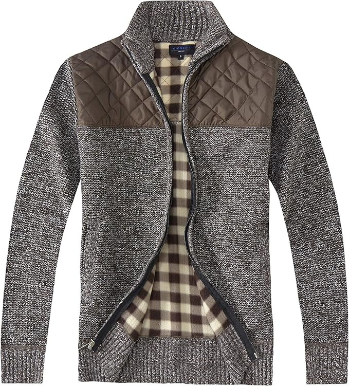 Gioberti Men's Knitted Regular Fit Full Zip Cardigan Sweater with Soft Brushed Flannel Lining | Amazon (US)