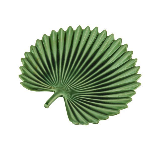 Tropical Fan Palm Leaf Ceramic Decorative Plate - Walmart.com | Walmart (US)