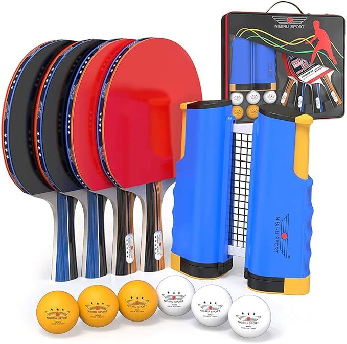 NIBIRU SPORT Professional Ping Pong Paddle Set with Retractable Net (Bracket Clamps), Balls, and ... | Amazon (US)