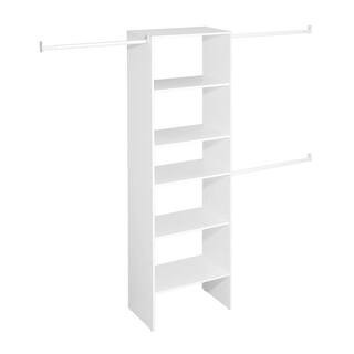Selectives 60 in. W - 120 in. W White Reach-In Tower Wall Mount 6-Shelf Wood Closet System | The Home Depot