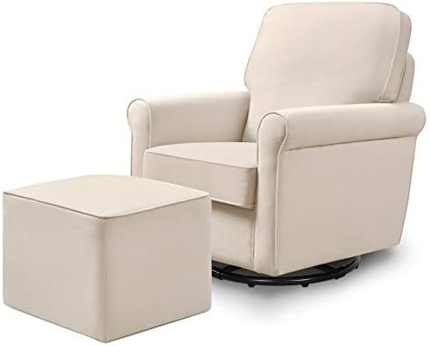 DaVinci Maya Upholstered Swivel Glider and Ottoman in Cream, Greenguard Gold Certified | Amazon (US)