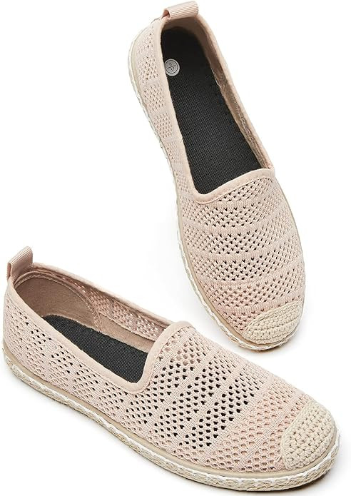 BABUDOG Women's Breathable Mesh Flats Shoes, Soft Loafers Flats, White Slip on Shoes Loafer | Amazon (US)